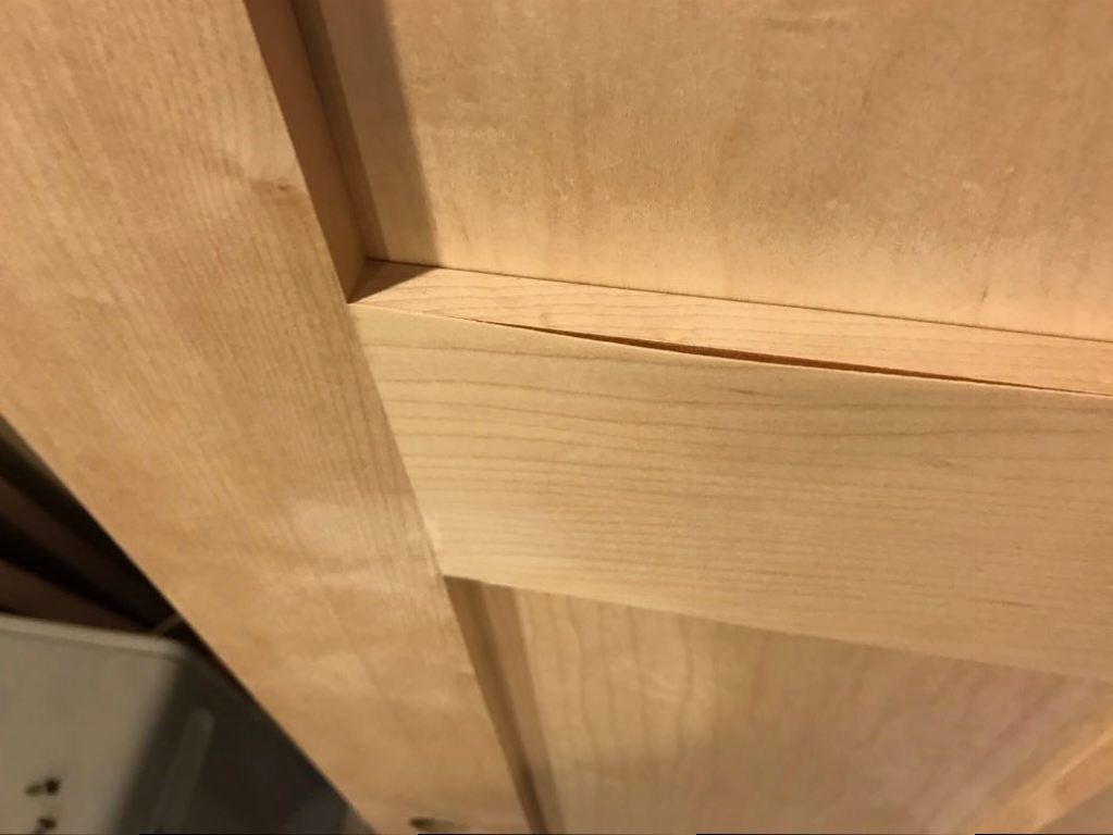 Door with peeling veneer