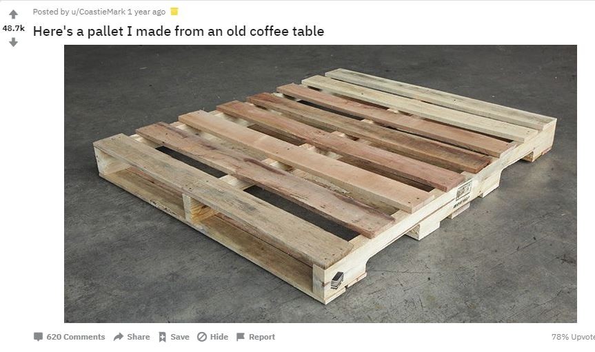Click image for larger version

Name:	pallet made from coffee table.JPG
Views:	133
Size:	97.4 KB
ID:	838328