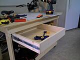 Drawer installed on the work bench