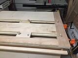 A better shot of the clamping system, with the stationary and movable bench dogs in view.