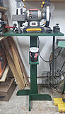 Sharpening station completed, grinder plugged in.